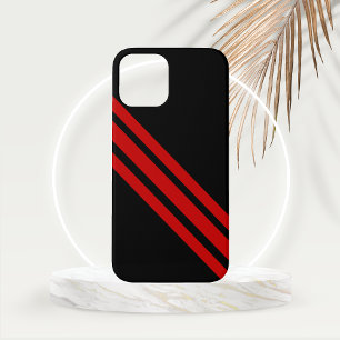 Case-Mate iPhone Case Minimaliste Noir avec Bandes Diagonales Rouge Univ