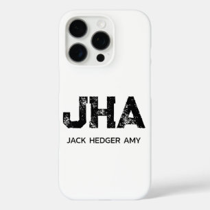 COQUE iPhone 16 PRO MINIMALISTE NOIR MONOGRAMME À TROIS LETTRES NOM BL