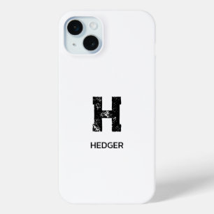 COQUE Case-Mate iPhone MINIMALISTE NOIR MONOGRAMME À UNE LETTRE NOM BLANC