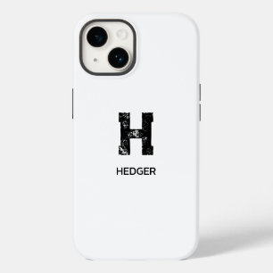 COQUE Case-Mate iPhone MINIMALISTE NOIR MONOGRAMME À UNE LETTRE NOM BLANC