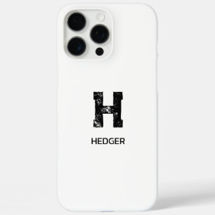 COQUE iPhone 16 PRO MAX MINIMALISTE NOIR UNE LETTRE MONOGRAMME NOM BLANC