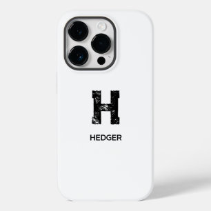 COQUE Case-Mate iPhone MINIMALISTE NOIR UNE LETTRE MONOGRAMME NOM BLANC