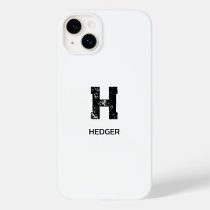 COQUE Case-Mate iPhone MINIMALISTE NOIR UNE LETTRE MONOGRAMME NOM BLANC