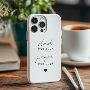 Coque iPhone 16 Pro Minimaliste Papa & Papa EST 2025 Personnalisé