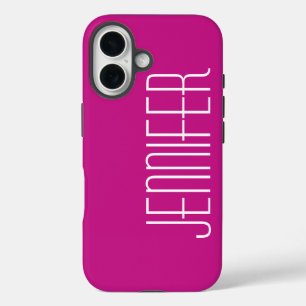 Coques iPhone 16 Minimaliste rose chaud, Nom personnalisé Jumbo, Él