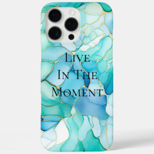 Coque iPhone 16 Pro Max Mint Aqua Pearl Marbre or