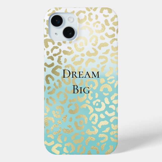 Coques Case-Mate iPhone Mint Aquarelle Ombre Glam Or Leopard (Verso)