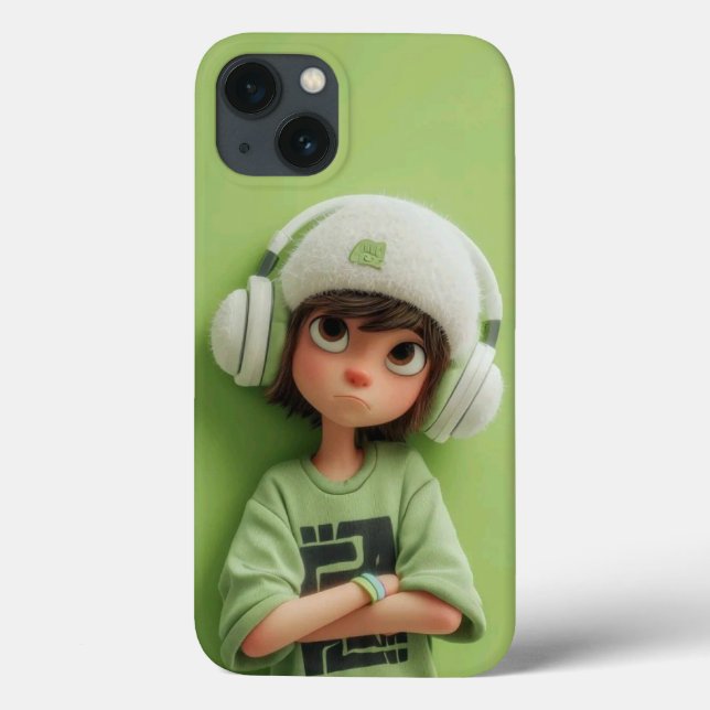 Coques Case-Mate iPhone Mint Chill: Aesthetic Boy with Headphones (Verso)