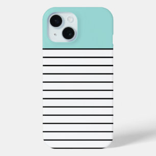 Coque Pour iPhone 15 Mint Green Black Stripes Motif moderne