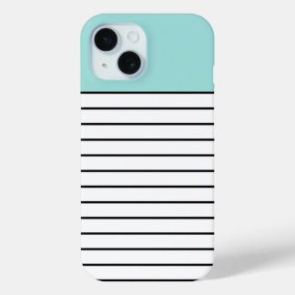 Coque Pour iPhone 15 Mint Green Black Stripes Motif moderne