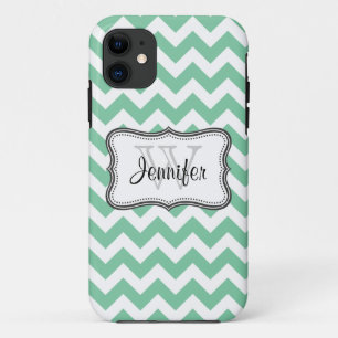 Coque Case-Mate iPhone Mint Green & White Trendy chevron motif iPhone 5