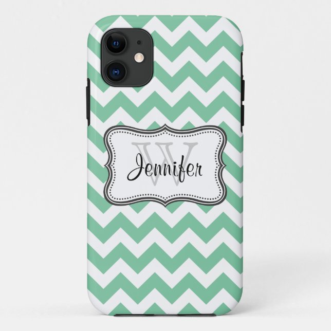 Coques Case-Mate iPhone Mint Green & White Trendy chevron motif iPhone 5 (Dos)
