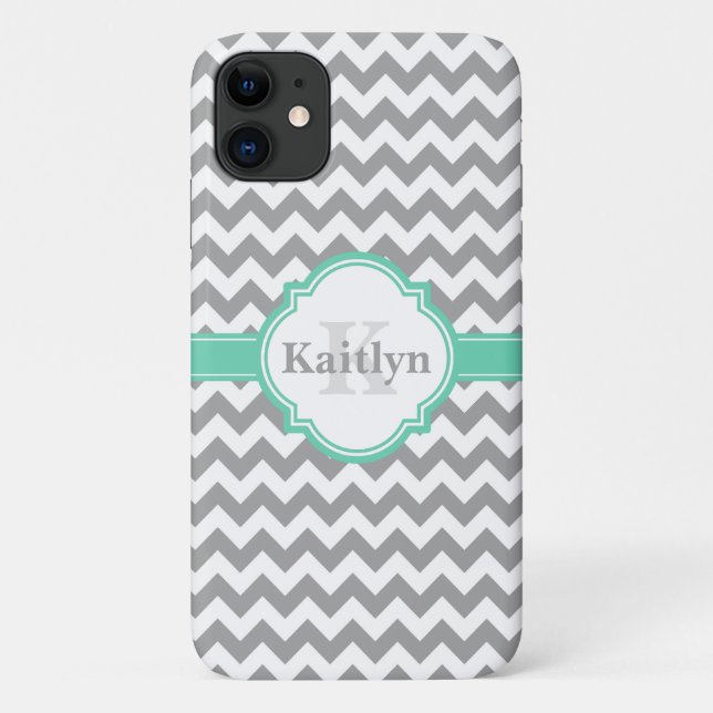 Coques Case-Mate iPhone Mint Grey Chevron Motif & Quatrefoil marocain (Dos)