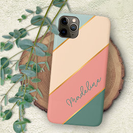 Case-Mate iPhone Case Mint personnalisé Vert Saumon Rose Stripes