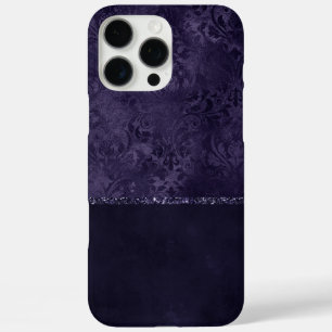 Coque iPhone 16 Pro Max Minuit Indigo Romance Satiny Grunge Damask