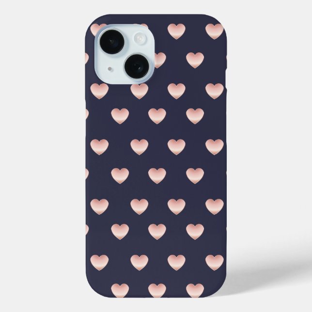 Coques Case-Mate iPhone Minuscule Rose or rose brillant Coeurs Motif (Verso)