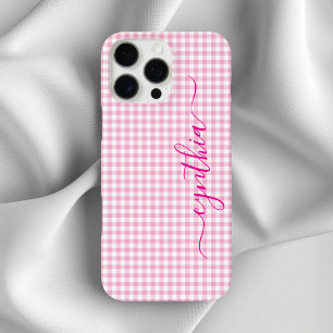 Coque iPhone 16 Pro Max Minuscule rose pâle En vichy signature