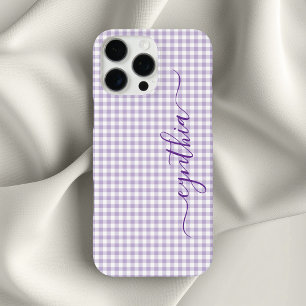 Coque iPhone 16 Pro Max Minuscule violet En vichy signature