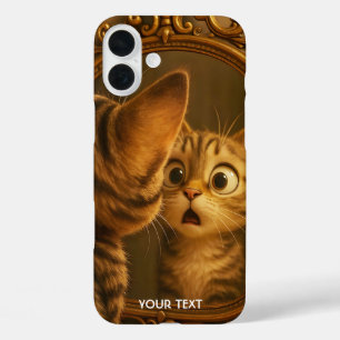 Coque Pour iPhone 16 Plus Miroir de chat surpris fantaisie mignon