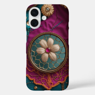 Coque Pour iPhone 16 Mirrorwork vertical et broderie