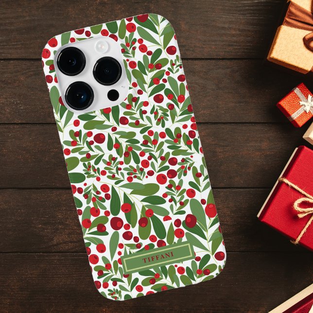 Coques Case-Mate iPhone Mistletoe et Hollyberries Noël (Créateur téléchargé)