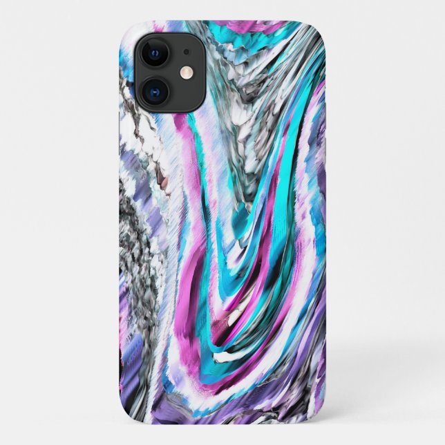 Coques Case-Mate iPhone Misto de gradiente e chuviscado, ciano e rose (Dos)