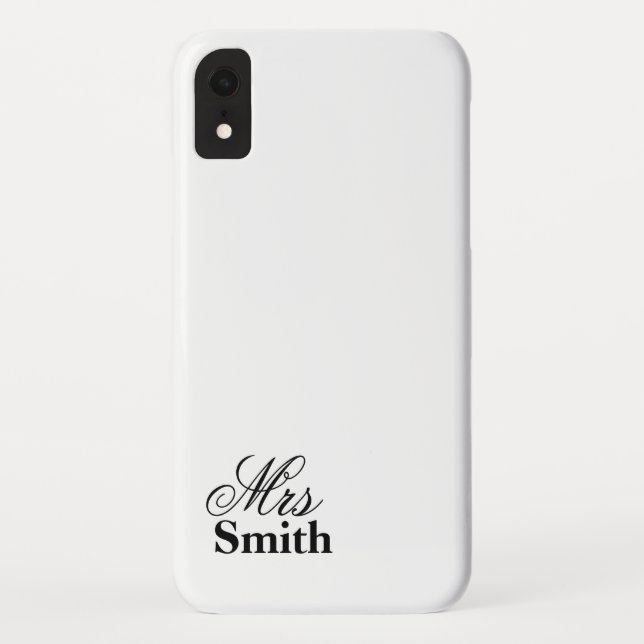 Coques Case-Mate iPhone Mme Nom Personnalisé Blanc Noir (Dos)