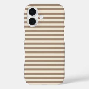 Coque Pour iPhone 16 Mocha & Cream Mignon Rayé Horizontalement