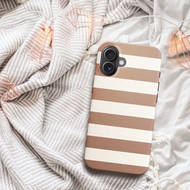 Coques Case-Mate iPhone Mocha Mousse Couleur Crémeuse Blancs Tendance 2025 (Mocha Mousse Color Creamy White Stripes 2025 Trend Case-Mate iPhone Case)