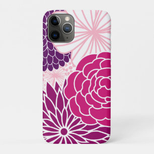 Coque iPhone 11 Pro Mod rose et pourpre floral