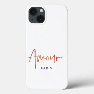 Case-Mate iPhone Case Mode Amour Paris avec Texte Orange,Jaune Blanc