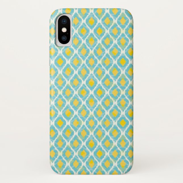 Coques Case-Mate iPhone Mode jaune bleue d'ikat tribal moderne (Dos)