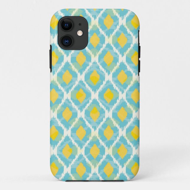Coques Case-Mate iPhone Mode tribal moderne ikat blue-jaunat (Dos)