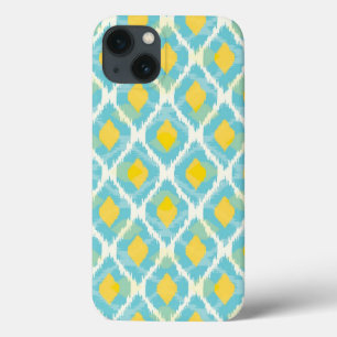 Coques Pour iPhone Mode tribal moderne ikat blue-jaunat