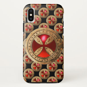 Coque Pour iPhone XS MODÈLE ANTIQUE CROIX Rouge Ruby Gem