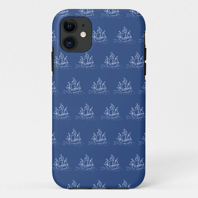 Coques Case-Mate iPhone Modèle bleu-foncé de bateau de pirate (Dos)