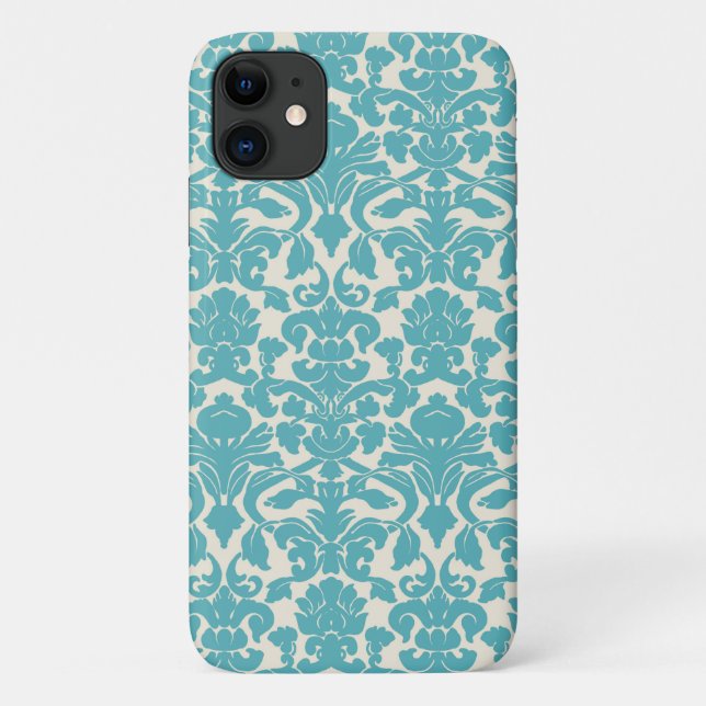 Coques Case-Mate iPhone Modèle Damas, Damas bleu, Damas français (Dos)