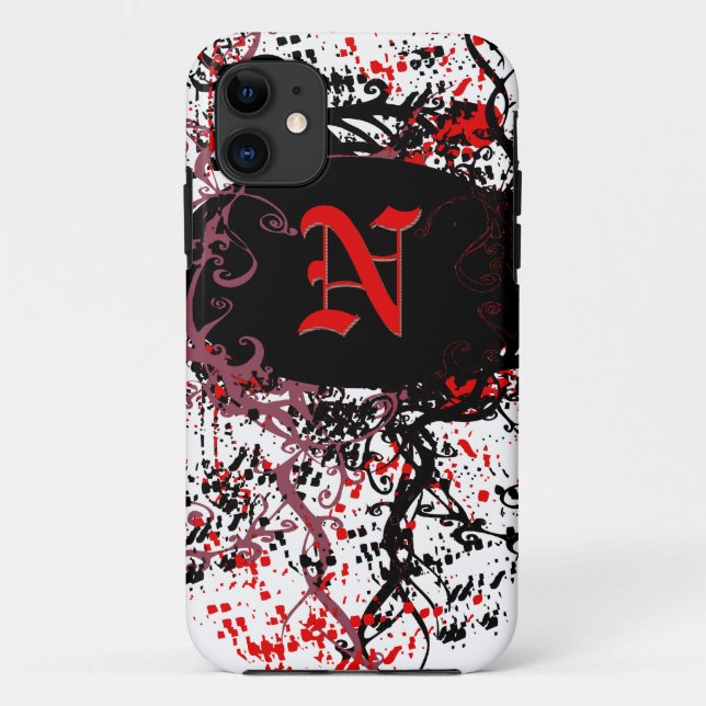Coques Case-Mate iPhone Modèle Damas rétro avec lettre monographie N (Dos)