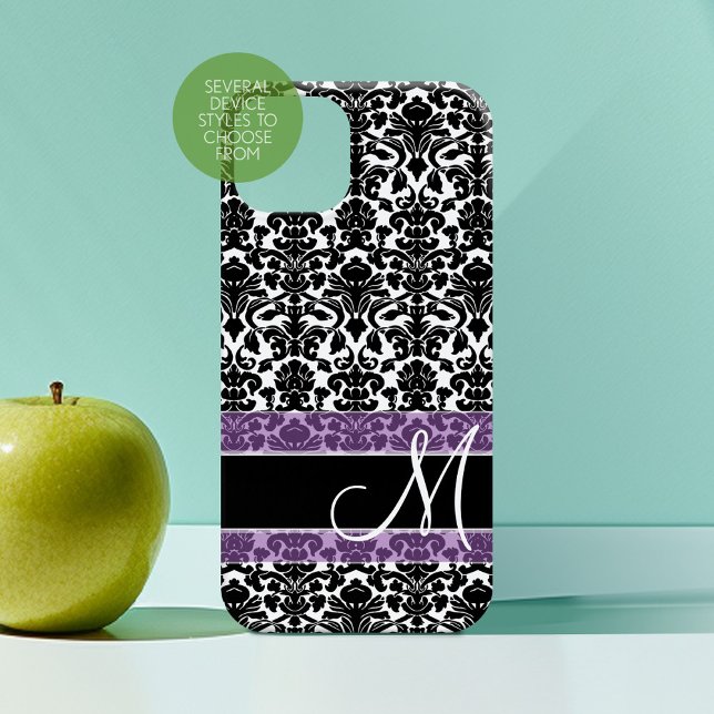 Coques Case-Mate iPhone Modèle Damask avec Monogramme (Personalized Phone Case with Custom Monogram)