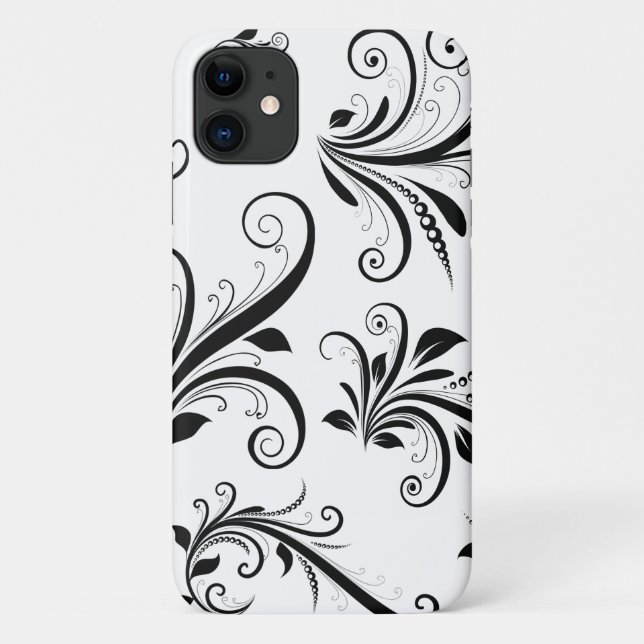 Coques Case-Mate iPhone Modèle Damask, Damask français, noir et blanc (Dos)