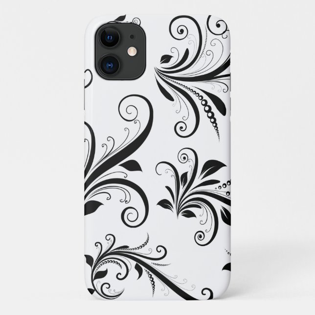 Coques Case-Mate iPhone Modèle Damask, Damask français, noir et blanc (Dos)