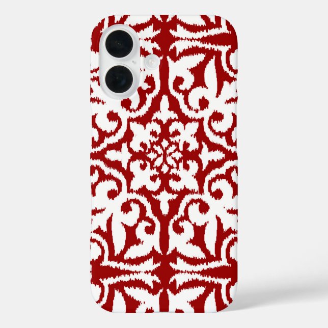 Coques Case-Mate iPhone Modèle damassé Ikat - Rouge foncé et blanc (Verso)