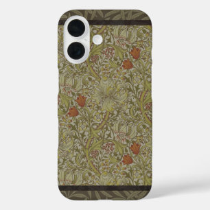 Coques iPhone 16 Modèle de branche de saule et de lys doré de Willi