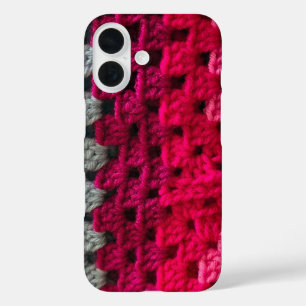 Coque Pour iPhone 16 Modèle de carré de grand-mère au crochet