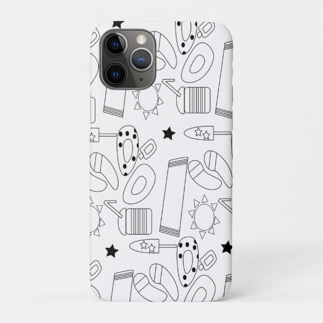 Coques Case-Mate iPhone Modèle de contours de thème de plage estivale  (Dos)