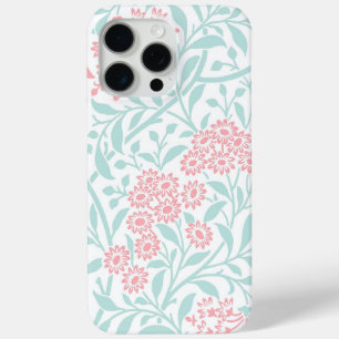 Coque iPhone 15 Pro Max Modèle de damas florales de la menthe et du corail