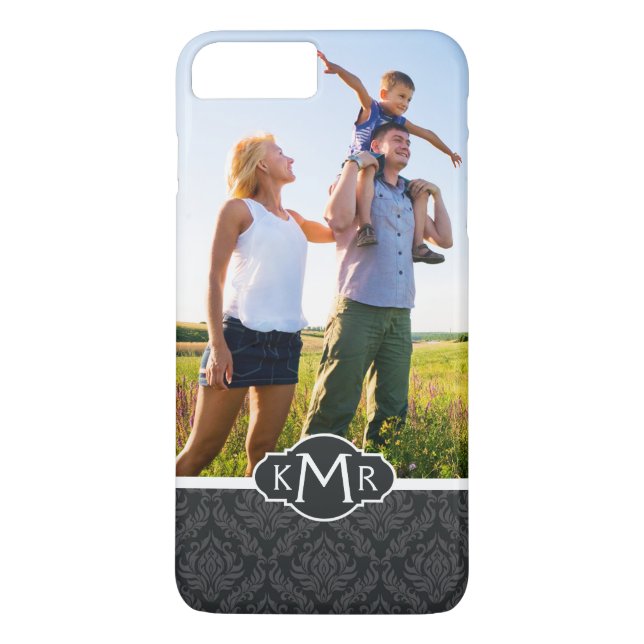 Coques Case-Mate iPhone Modèle de Damas photo et monogramme personnalisé 6 (Dos)
