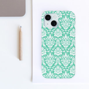 Coque Case-Mate iPhone Modèle de damas vert à la menthe