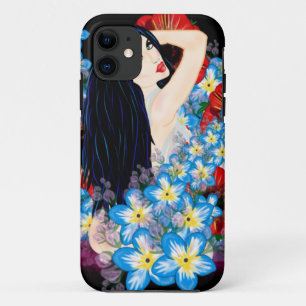 Coques Pour iPhone Modèle de flamme dans le lit de fleurs de Poppy, A
