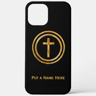 Coques Pour iPhone Modèle de nom Croix Noir et Or